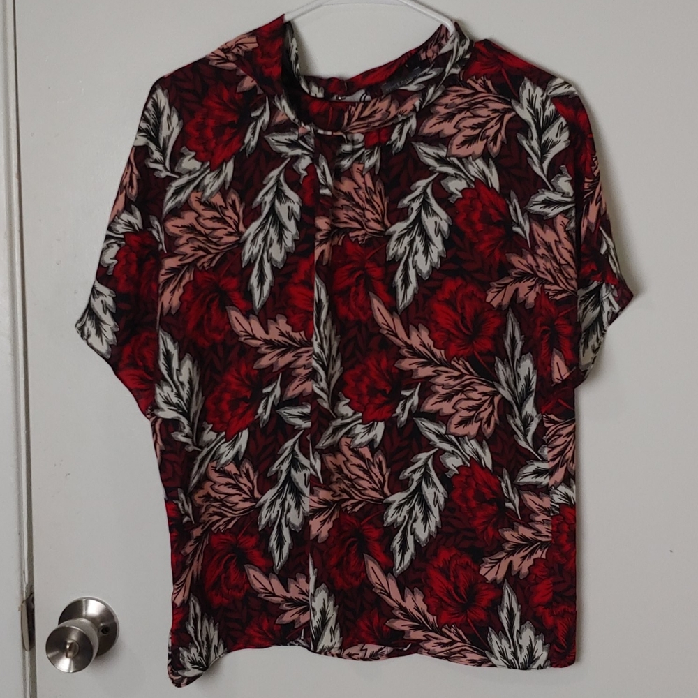 Vince Camuto High Neck Keyhole Back Blouse